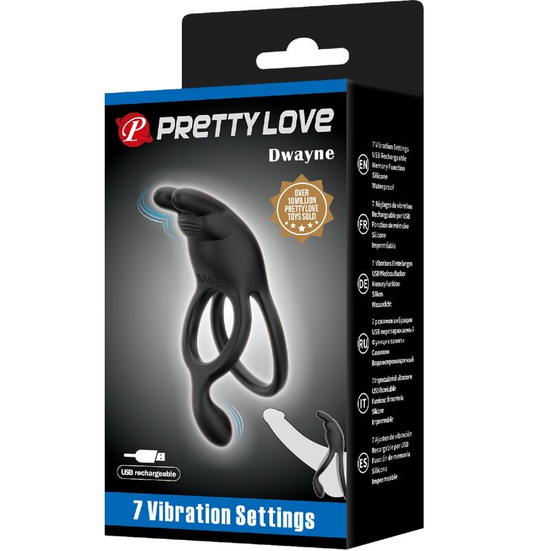 PRETTY LOVE - SETH ANEL VIBRATÓRIO DUPLO COELHO 7 VIBRAÇÕES PRETO