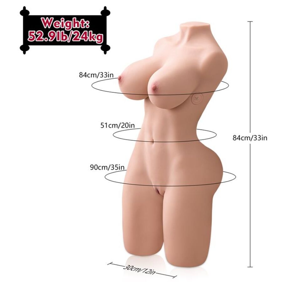 XISE - ERICA THRUSTING TORSO REALISTA COM VIBRAÇÃO FEMININA 84 CM