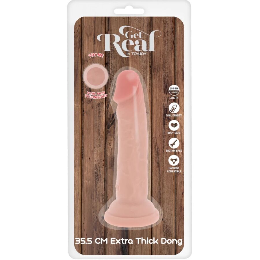 GET REAL - PÊNIS DE TPE DELUXE DE DUPLA DENSIDADE E ESPESSURA, 35,5 CM