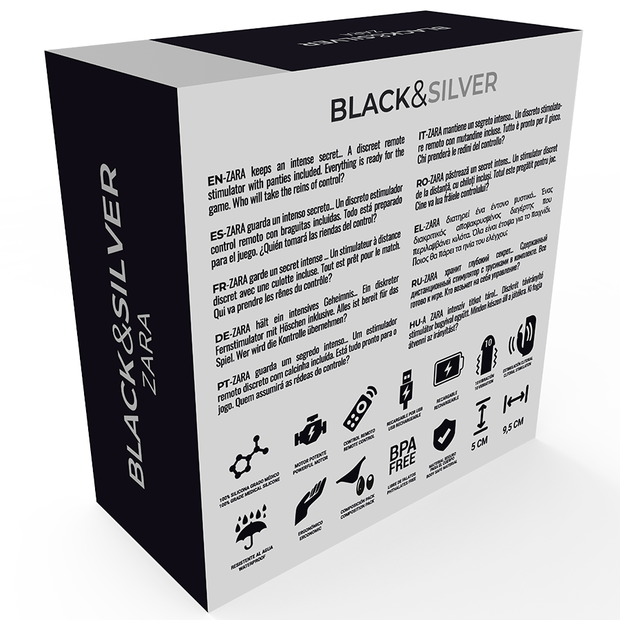 BLACK&SILVER - ESTIMULADOR DE CONTROLE REMOTO ZARA COM CUECA GRÁTIS