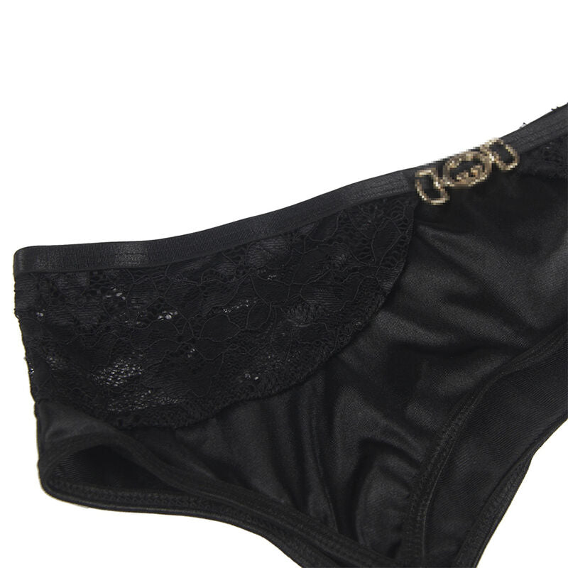 SUBBLIME - CONJUNTO DE 3 PEÇAS SUTI + TANGA + LIGA DE RENDA PRETO S/M
