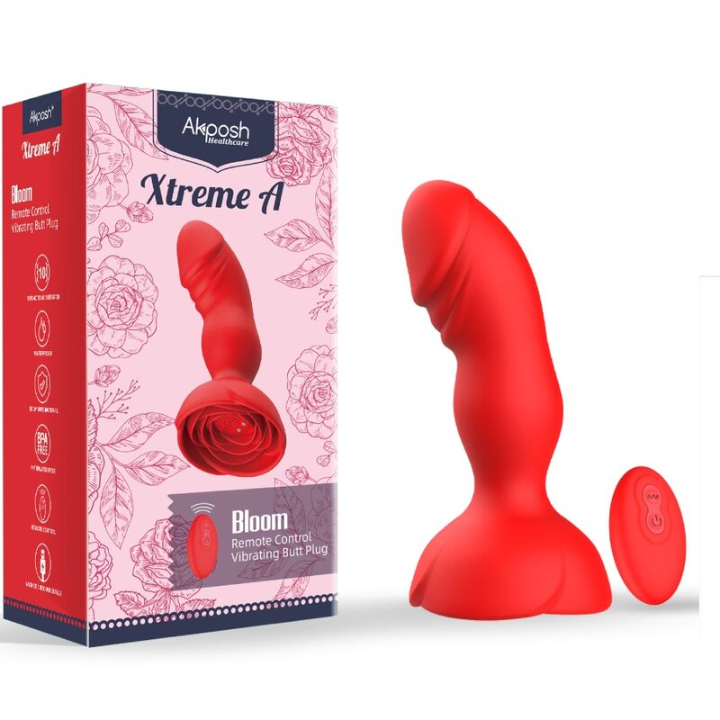 ARMONY -  EXTREME A BLOOM VIBRADOR ROSE E PLUG ANAL CONTROLE REMOTO VERMELHO