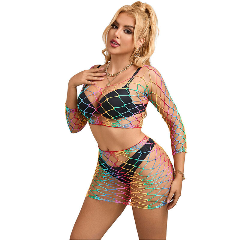 SUBBLIME - 952440 2 PEÇAS FISHNET CONJUNTO MANGA COMPRIDA ARCO-ÍRIS TAMANHO ÚNICO