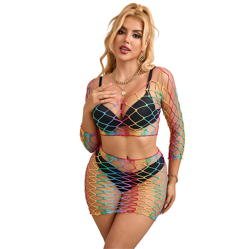 SUBBLIME - 952440 2 PEÇAS FISHNET CONJUNTO MANGA COMPRIDA ARCO-ÍRIS TAMANHO ÚNICO