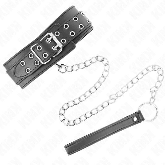 KINK - COLAR COM ALÇA 65 CM FIVELAS PRATA AJUSTÁVEIS 33-46 CM X 5,5 CM