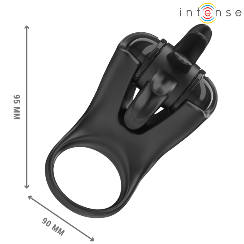 INTENSE - MABEL ANEL VIBRATÓRIO 10 VIBRAÇÕES COM ESTIMULADOR DE CLITÓRIS PRETO