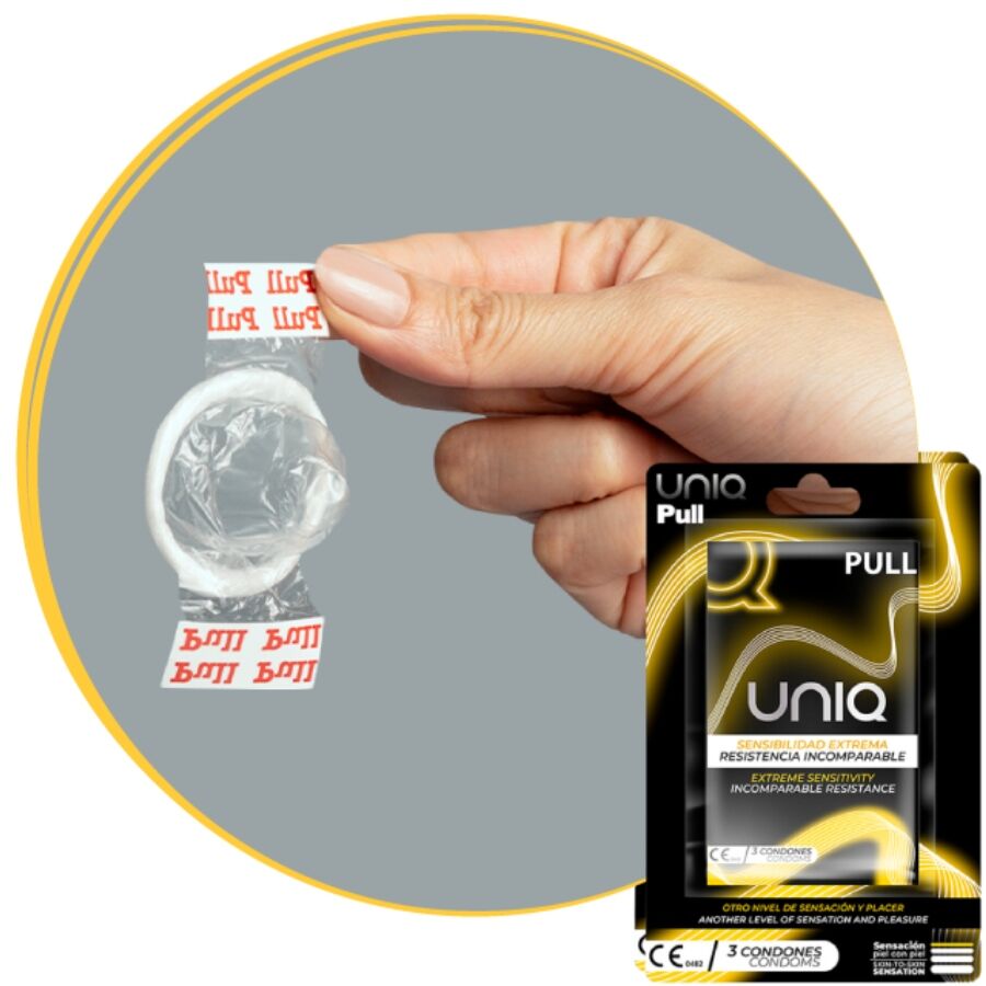 UNIQ - PULL SEM LÁTEX PRESERVATIVOS COM TIRAS 3 UNIDADES