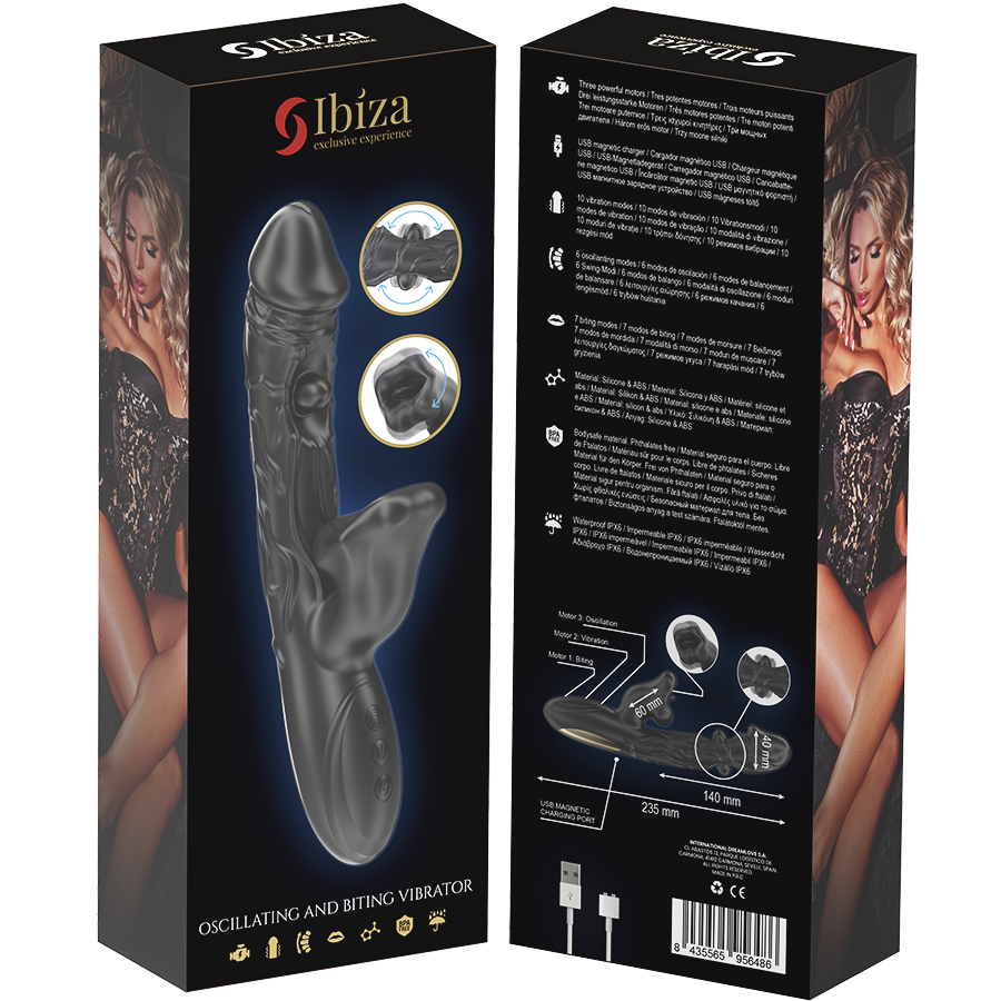 IBIZA - VIBRADOR E ESTIMULADOR DE CLITÓRIS COM EFEITO DE MORDIDA E ROTAÇÃO