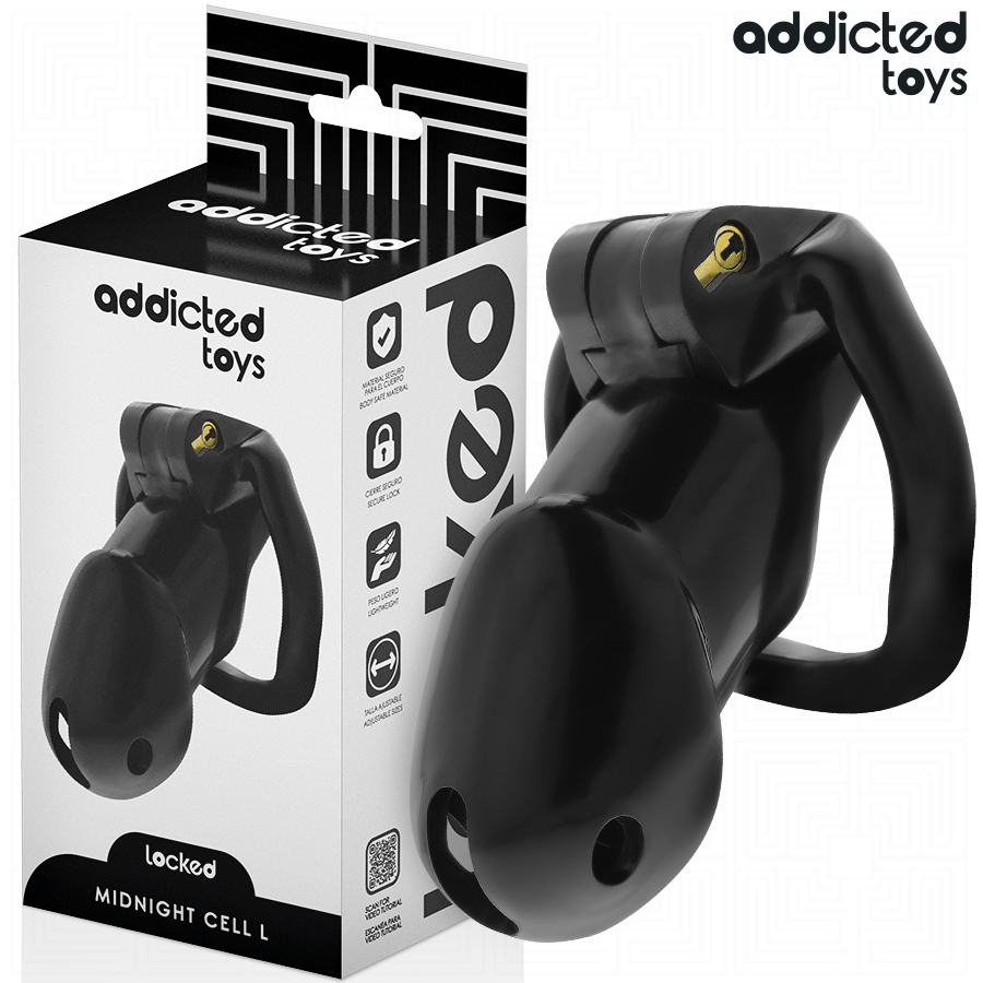 ADDICTED TOYS LOCKED - GAIOLA DE PÊNIS CELL MINDNIGHT TAMANHO L