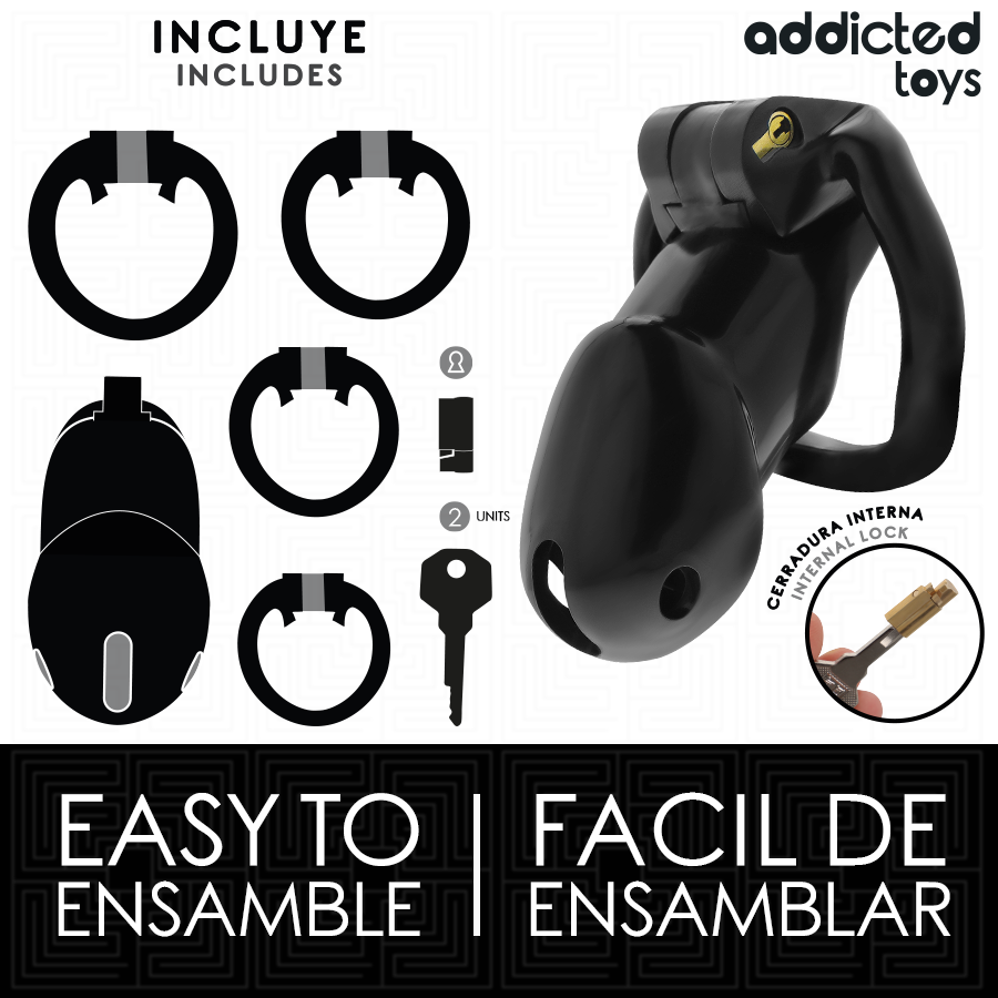 ADDICTED TOYS LOCKED - GAIOLA DE PÊNIS CELL MINDNIGHT TAMANHO L