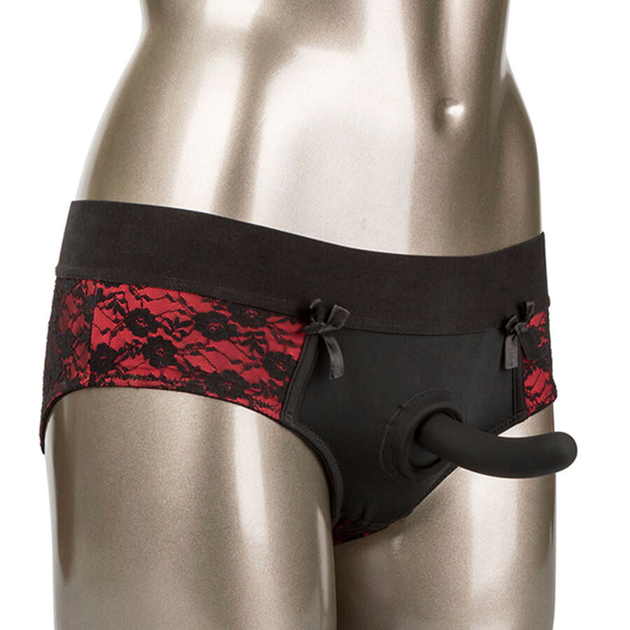 CALEXOTICS - CONJUNTO DE CALCINHAS SCANDAL CROTCHLESS COM DILDO TAMANHO P/M