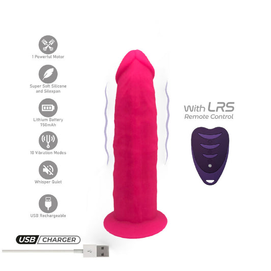 SILEXD - MODELO DE PÊNIS REALISTA 2 ROSA + CONTROLE REMOTO LRS 17 CM