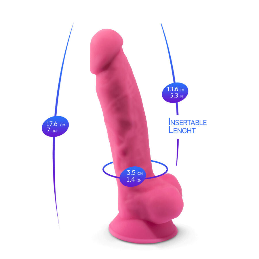 SILEXD - MODELO 1 PÊNIS REALISTA PREMIUM SILICONE SILEXPAN ROSA FLUORESCENTE 17,5 CM