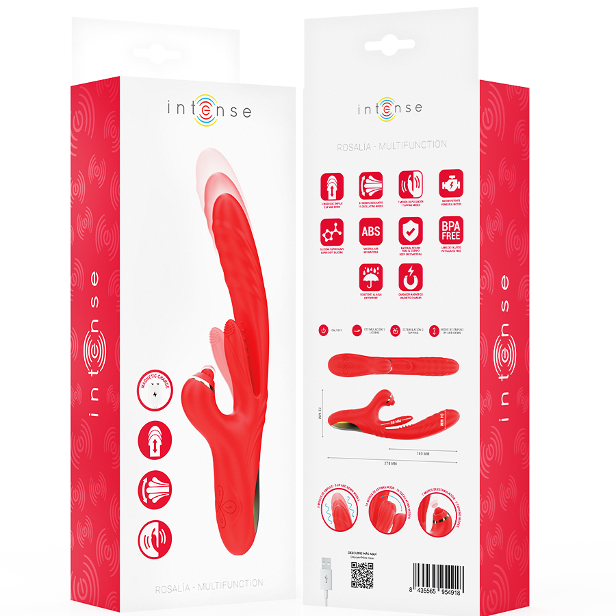 INTENSE - ROSALIA VIBRADOR MULTIFUNCIONAL 3 EM 1 VERMELHO