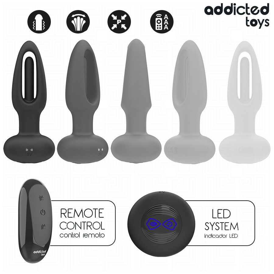 ADDICTED TOYS - PLUG ANAL COM LÍNGUA VIBRATÓRIA E CONTROLE REMOTO