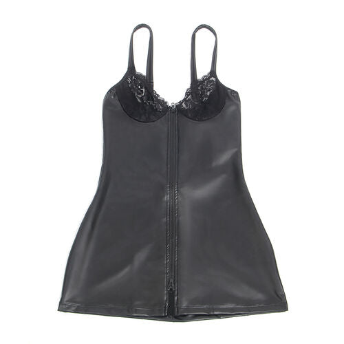 SUBBLIME - 957568 VESTIDO DE COURO COM ZÍPER PRETO S/M